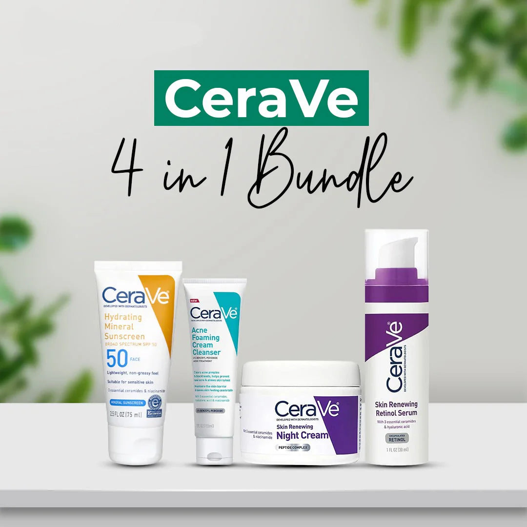 CeraVe 4-in-1 Skincare Kit | Cleanser, Serum, Sunblock & Night Cream