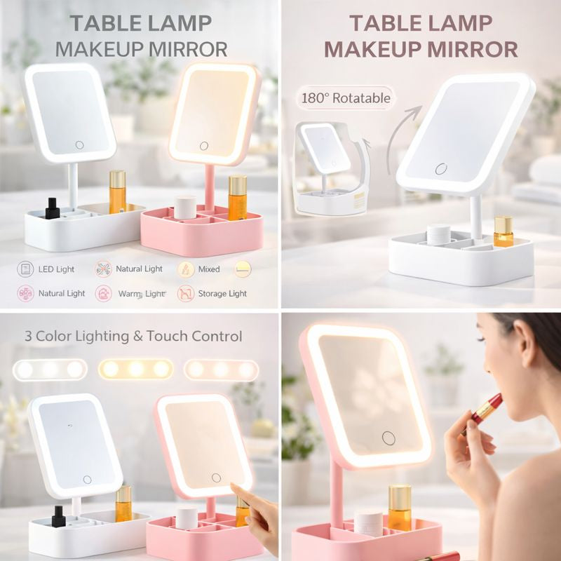 Led Makeup Mirrors With Storage Bases