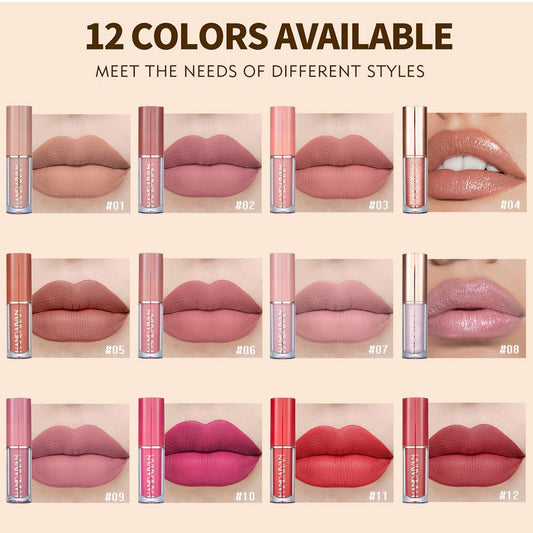 12pcs Mocallure Highly Pigmented Matte Lip Gloss