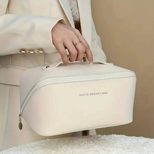 Large Capacity Travel Leather Cosmetic Pouch