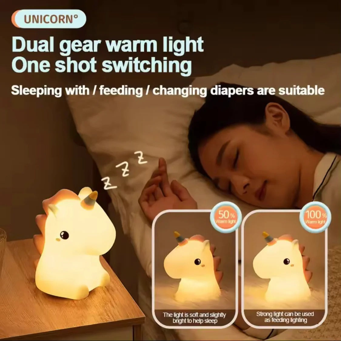 Unicorn Silicone Rechargeable LED Night Lamp