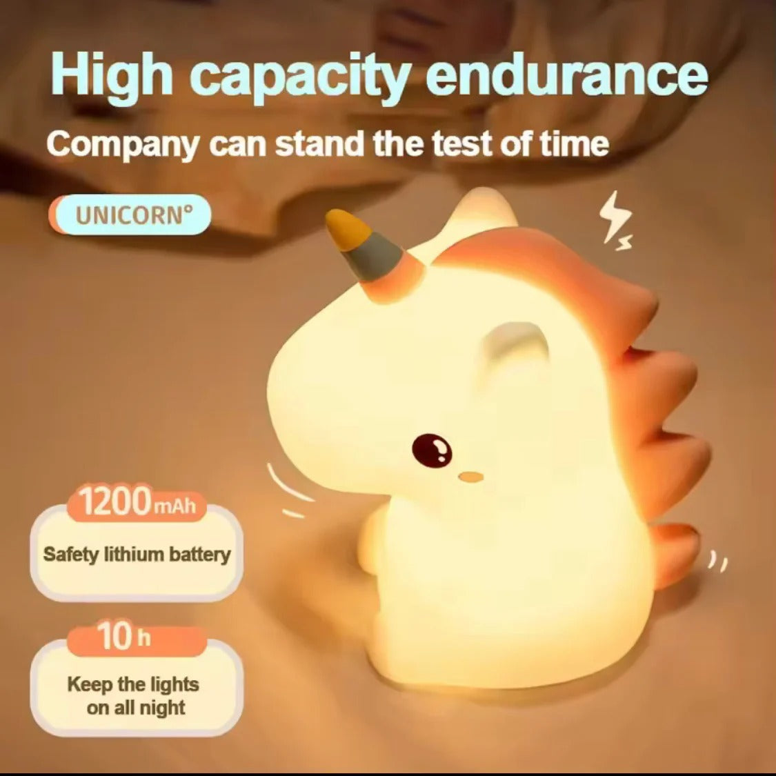 Unicorn Silicone Rechargeable LED Night Lamp